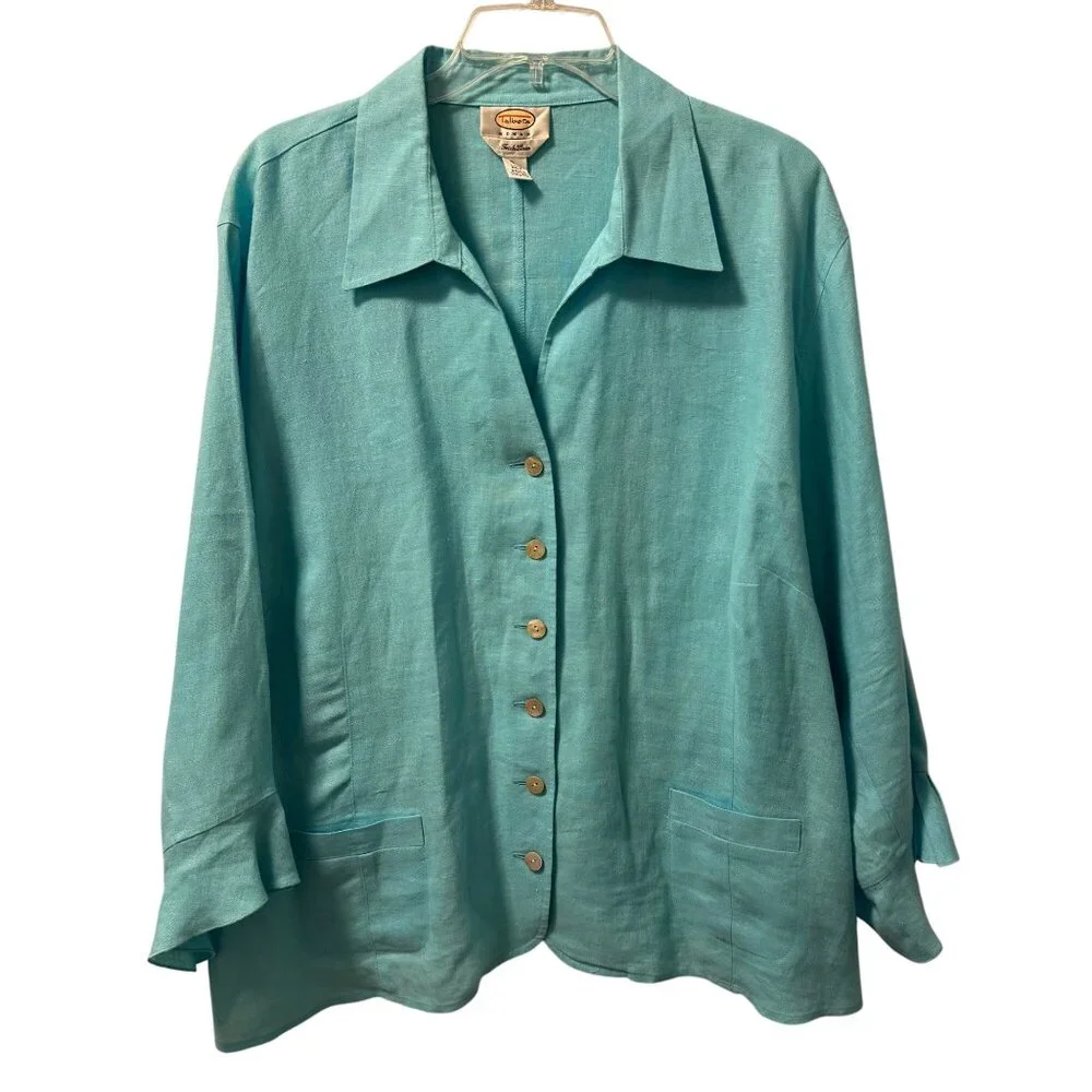 Talbots Teal Button-Up Top - Picture 7 of 12
